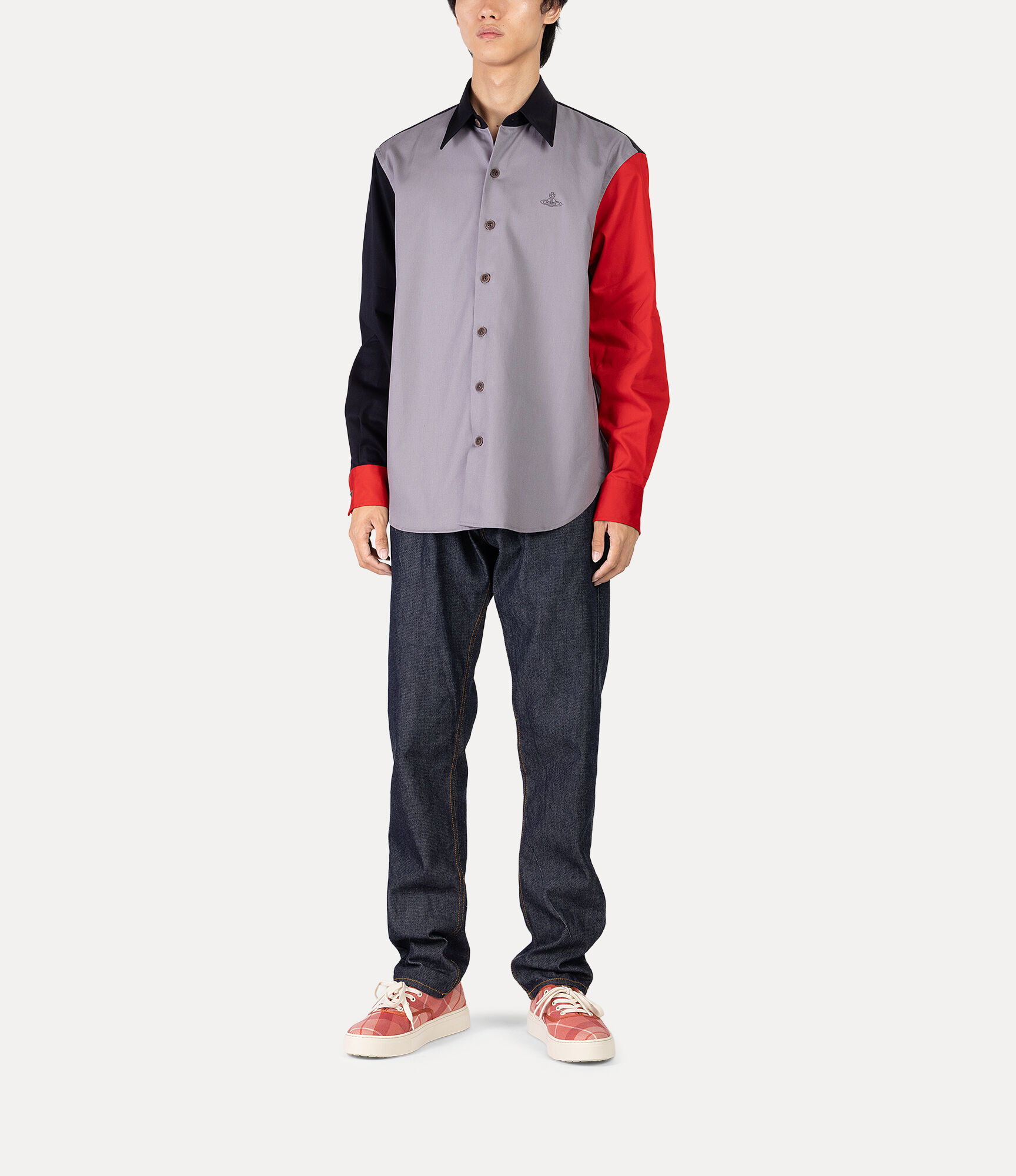 Contrast Color Punk Normal Shirt  large image number 2