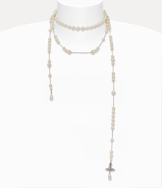 Vivienne Westwood Broken Pearl Necklace In Platinum-pearl-multi