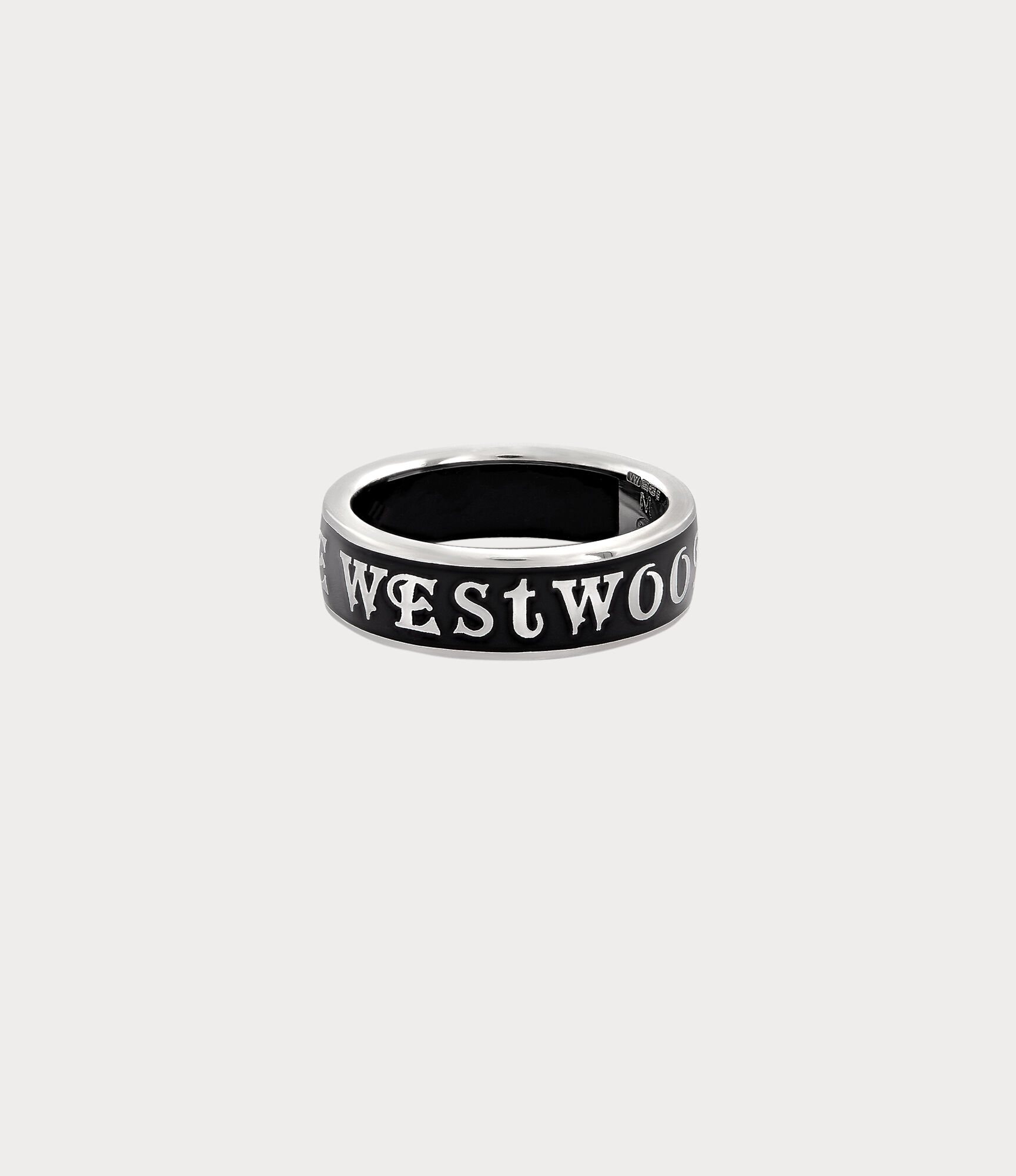 Conduit Street Ring（铂金色/黑色珐琅） | Vivienne Westwood®
