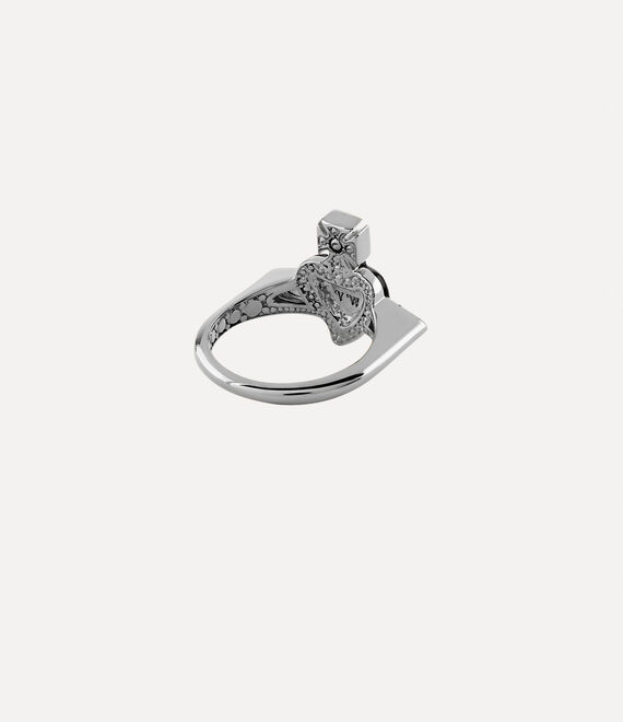 New Diamante Heart Ring in PLATINO-DIAMANTE-NERO-Cristallo-NERO