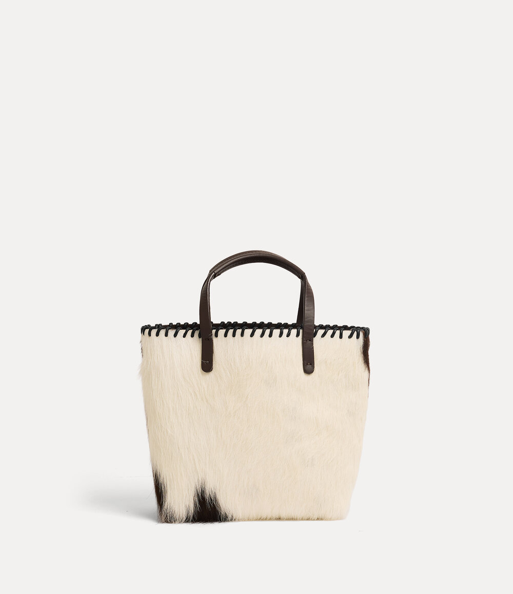 Vivienne Westwood Studio Small Shopper in White Brown, view 4