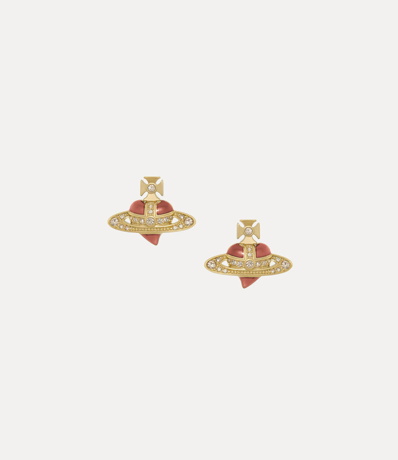 Vivienne Westwood New Diamante Heart Earrings -Gold-light-gold-quartz-crystal-transparent-rose -Gold-light-gold-quartz-crystal-transparent-rose