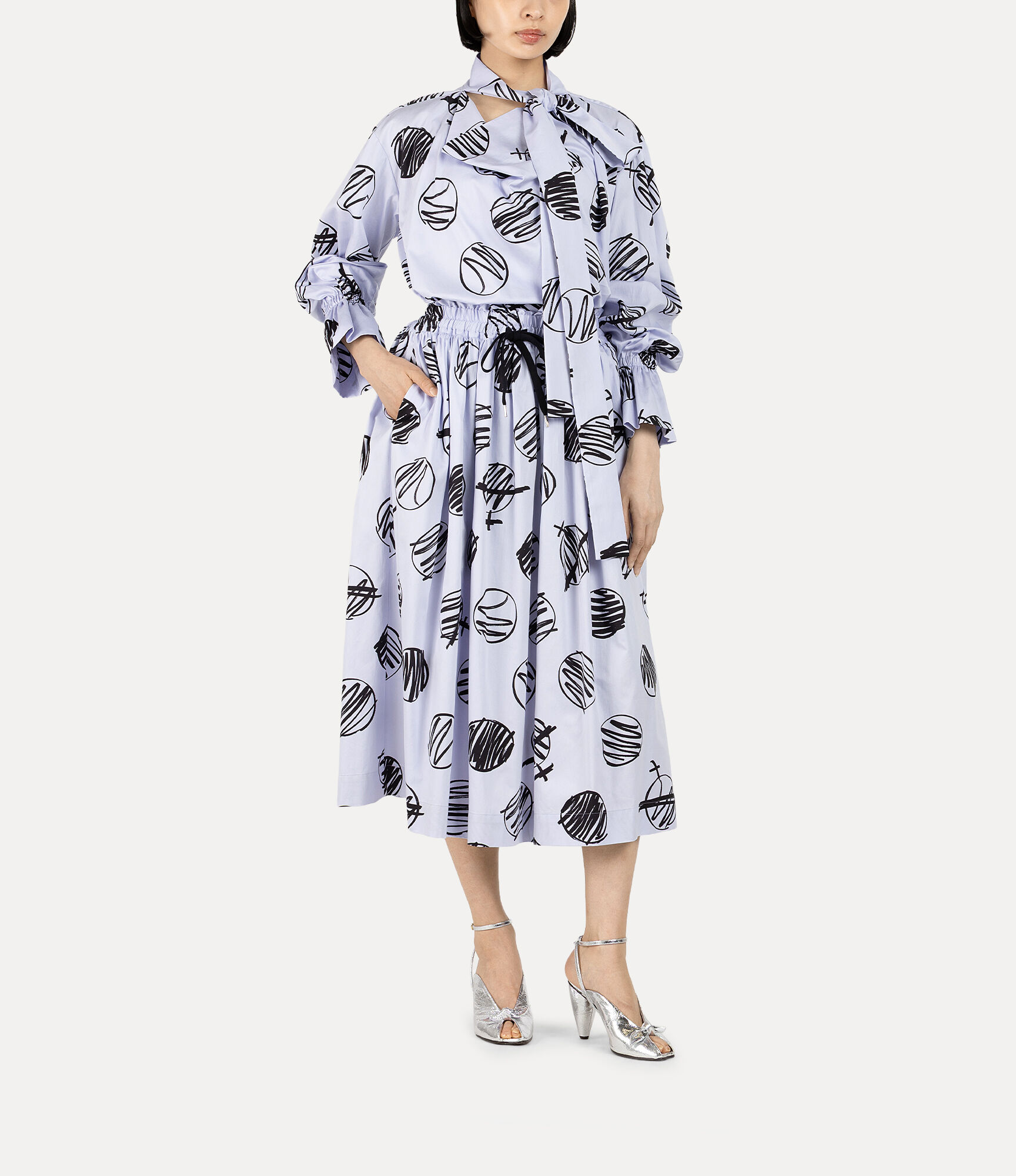 Scribble Dots Print Gathered Skirt in PURPLE | Vivienne Westwood®