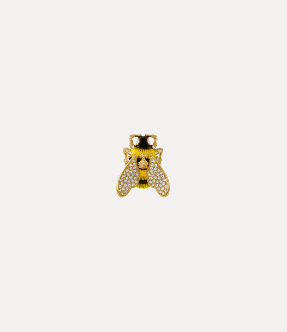 Bumble Bee Brooch in GOLD-WHITE-Crystal-BLACK-YELLOW-Enamel