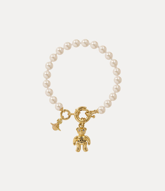 Vivienne Westwood Ruby Pearl Bracelet -gold-black-diamond-crystal-black-enamel-creamrose -gold-black-diamond-crystal-b