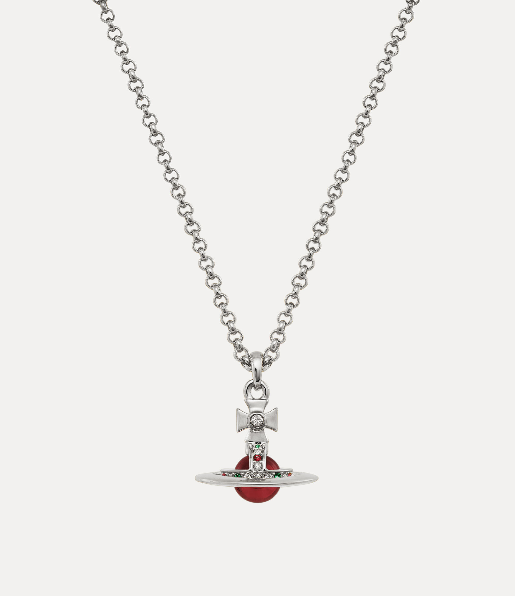 Vivienne Westwood New Petite Orb Pendant Necklace Gunmetal Cubic Zirconia Women