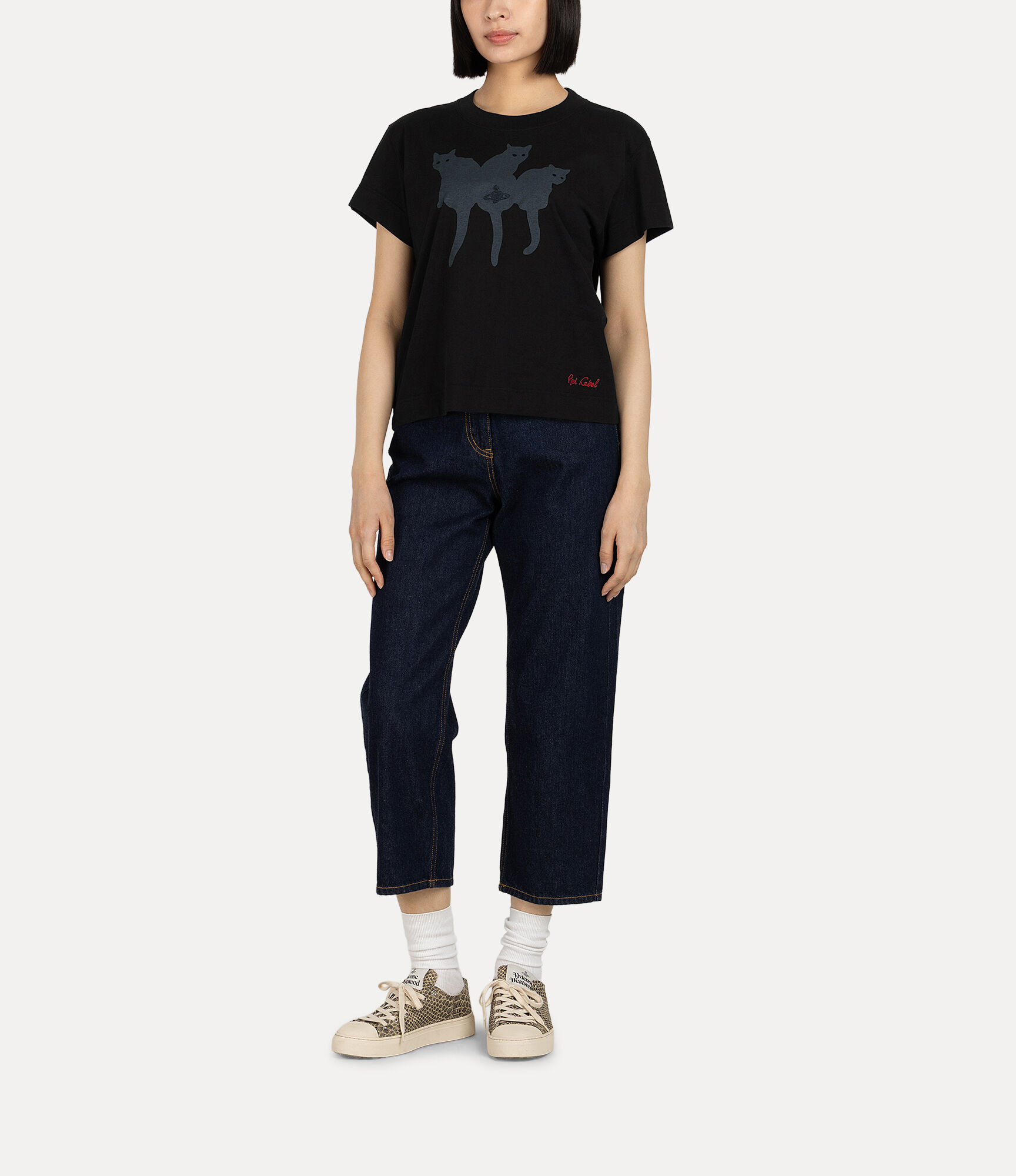 Vivienne Westwood プリント Tシャツ Cat Print Boy's Short T-shirt in BLACK | Vivienne Westwood®