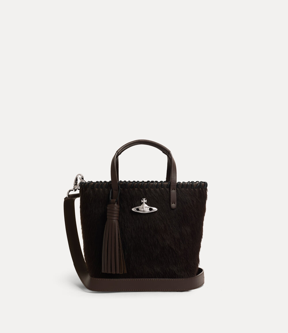 Vivienne Westwood Studio Small Shopper in White Brown, view 3