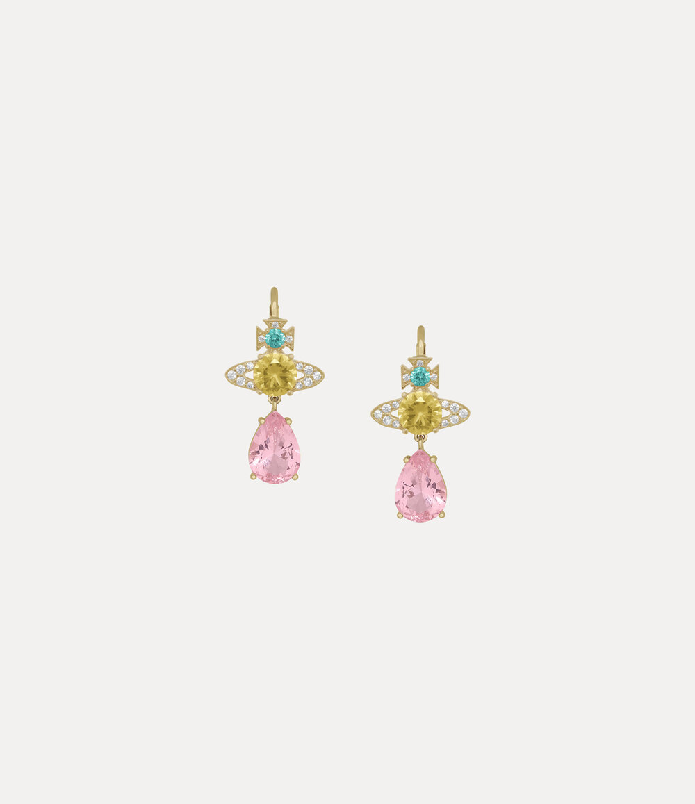 Vivienne Westwood Ismene Drop Earrings in Gold Lt Turquoise Yellow Pink White, view 2