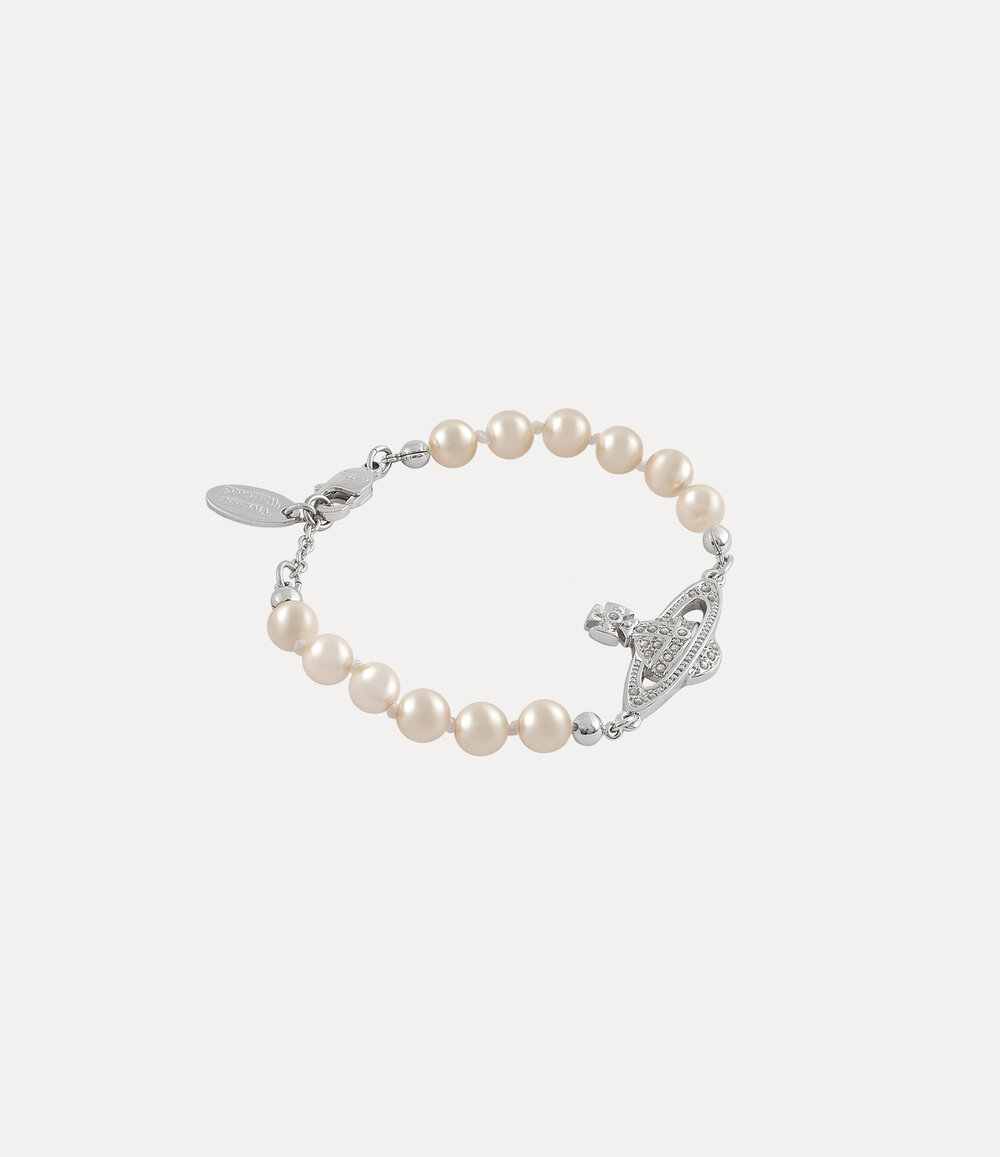 Vivienne Westwood Mini Bas Relief Pearl Bracelet in Silver, view 2