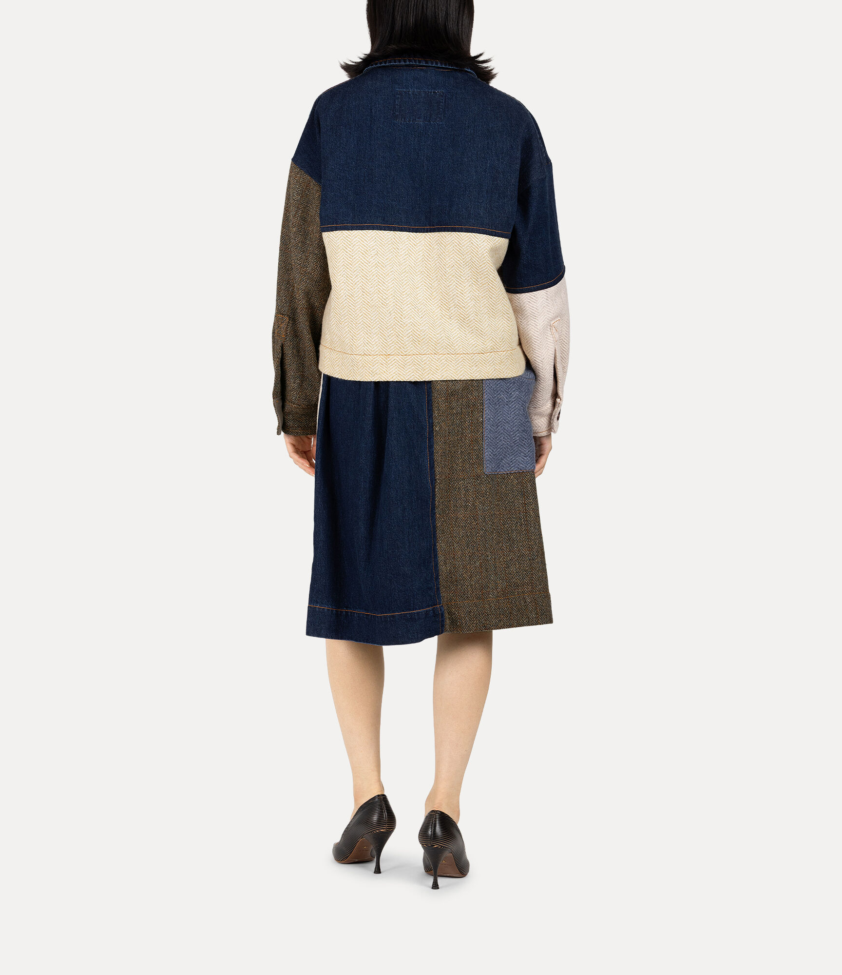 Harris Tweed Denim Tuck Skirt  large image number 3