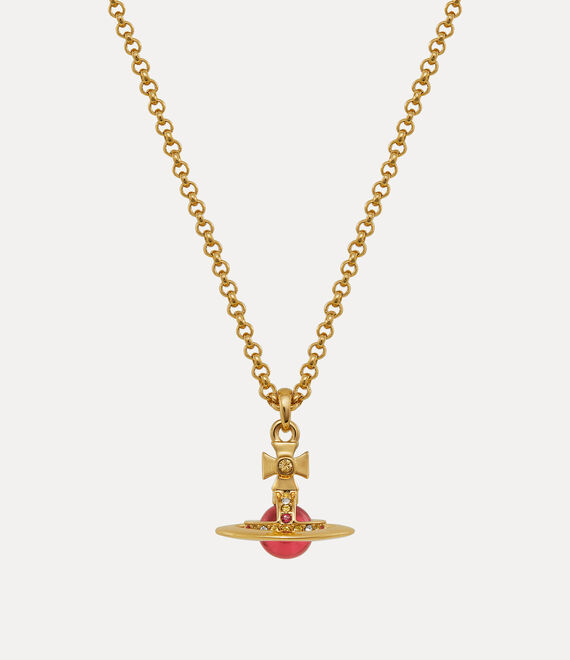 Vivienne Westwood New Petite Orb Pendant In Gold-indian-pink-cz-padparadscha-light