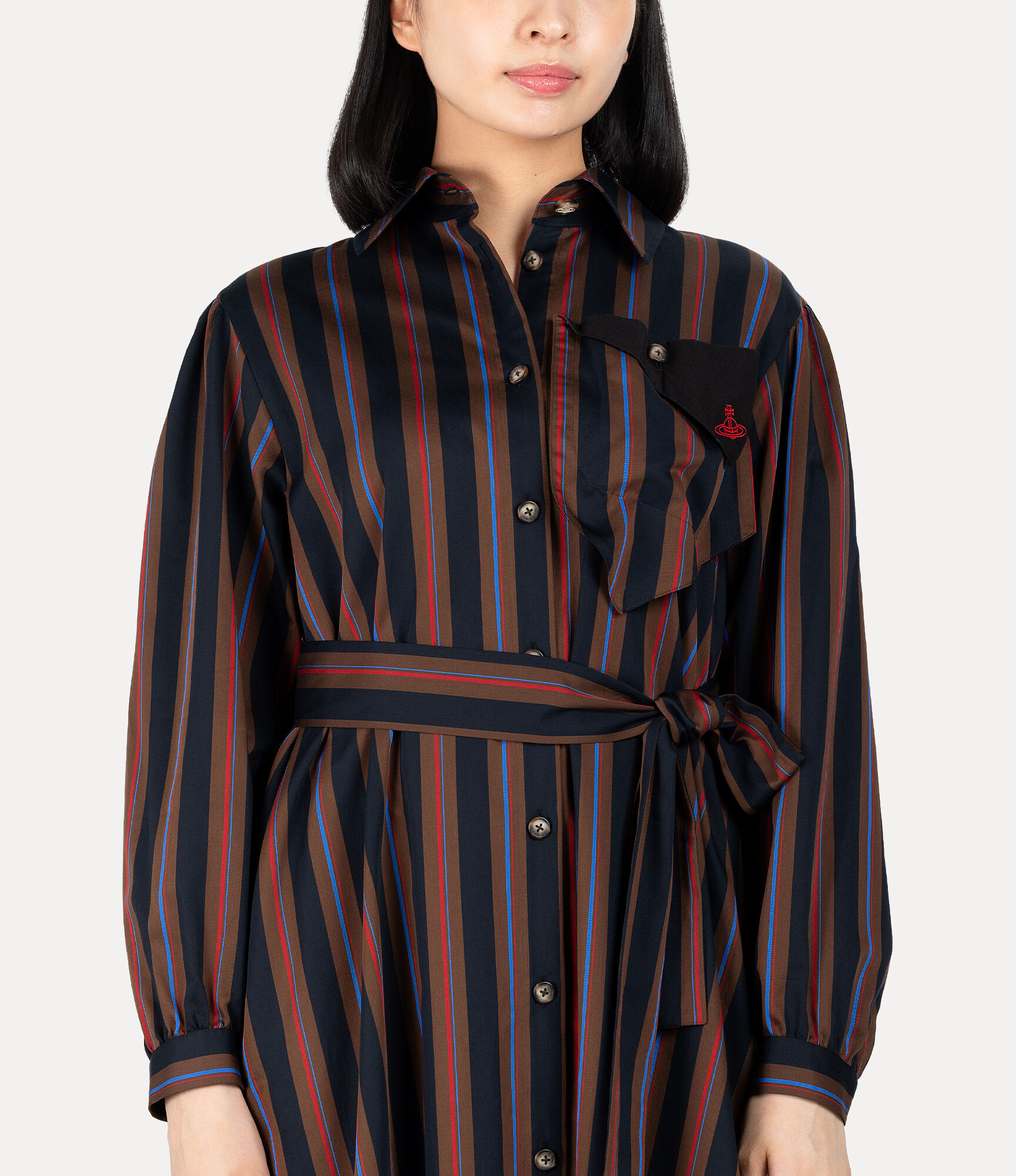 Satin Stripe Pocket Shirt Dress  large image number 4