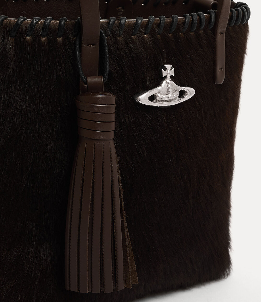 Vivienne Westwood Studio Small Shopper in White Brown, view 5