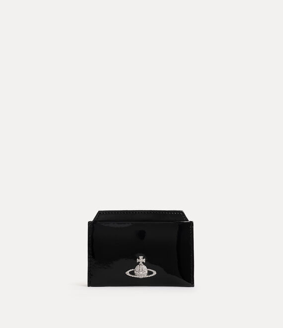 Vivienne Westwood Flat Card Holder Patent Pu Black-diamante-orb One Size Women