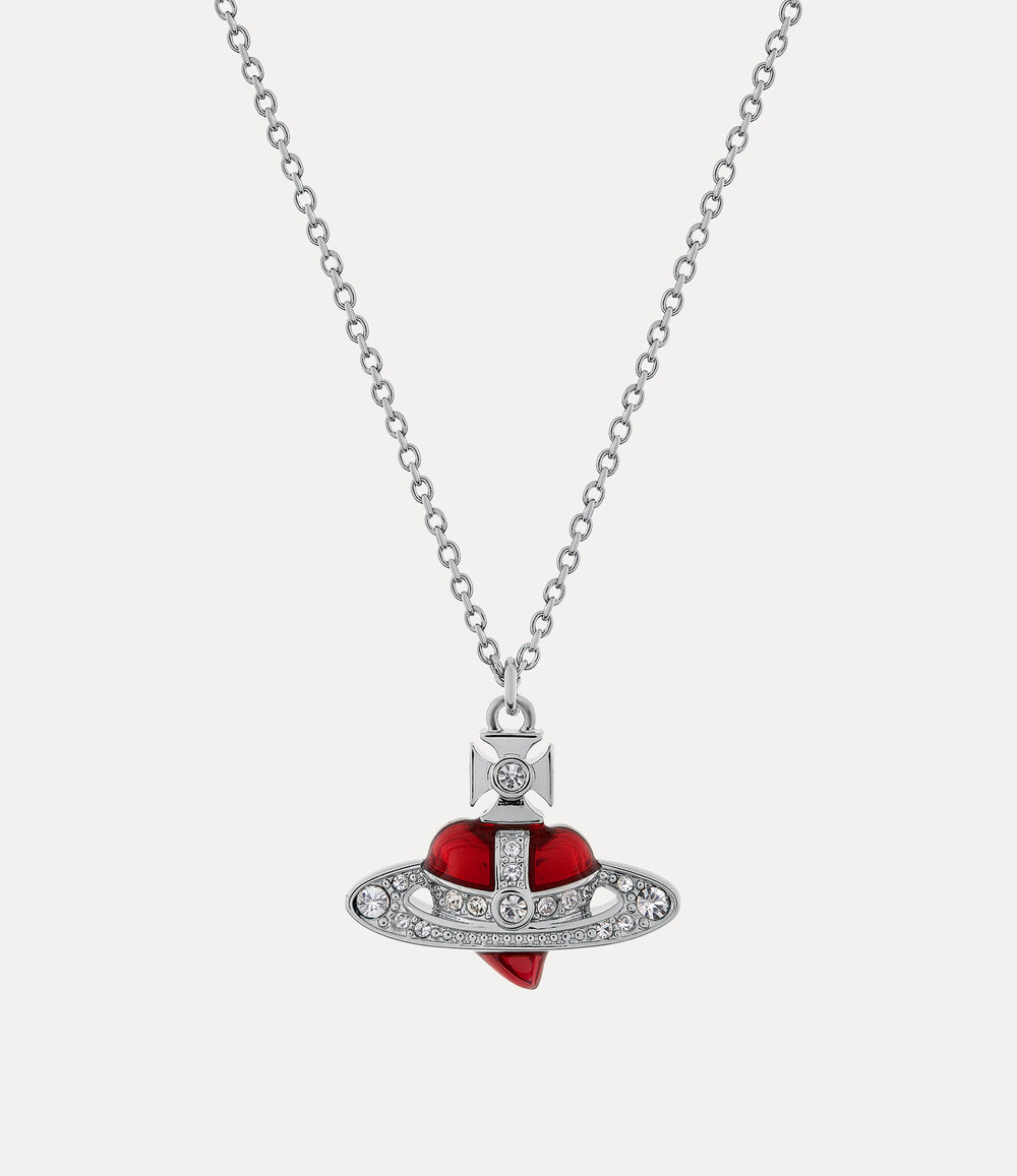 Vivienne Westwood New Diamante Heart Pendant Necklace in Silver