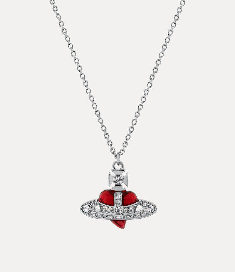 Vivienne Westwood New Diamante Heart Pendant Necklace in Silver