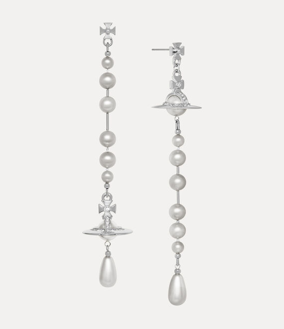 Vivienne Westwood Broken Pearl Earrings Platinum-light-grey-pearl-black-diamond-crystal Platinum-light-grey-pearl-blac