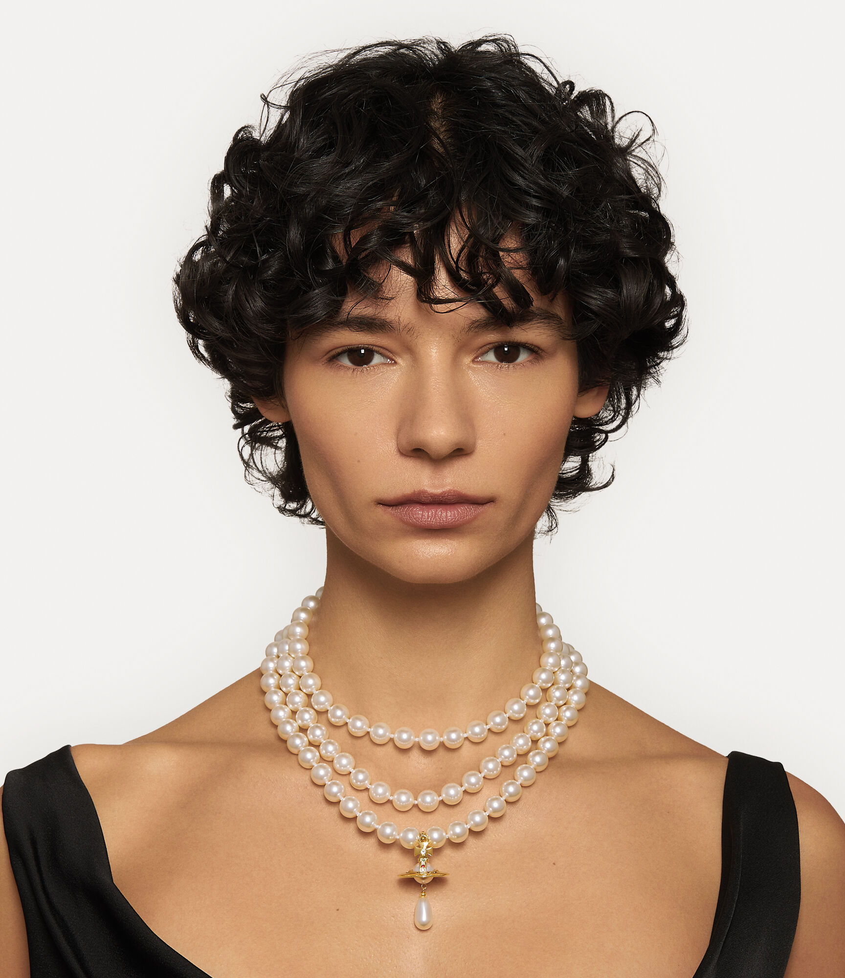 Three Row Pearl Drop Choker  large image number 2