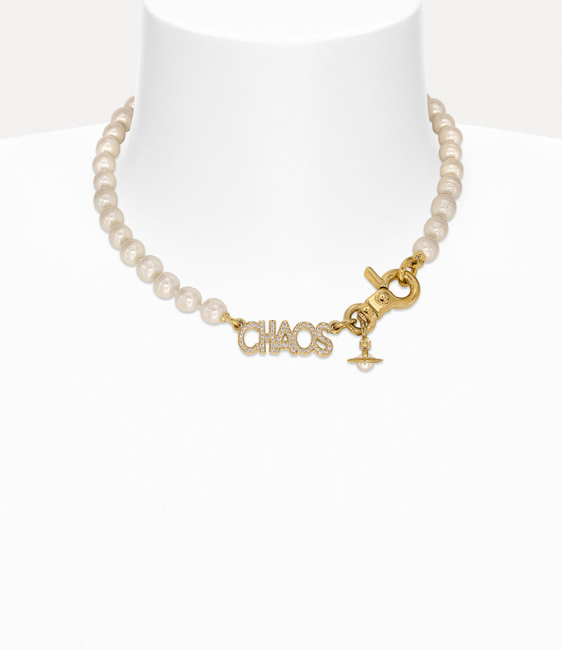 Vivienne Westwood Chaos Pearl Necklace in Gold