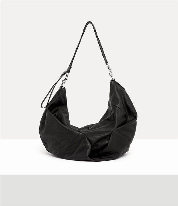Vivienne Westwood Agnes Large Shoulder Bag Supple Leather -black-dark-silver
