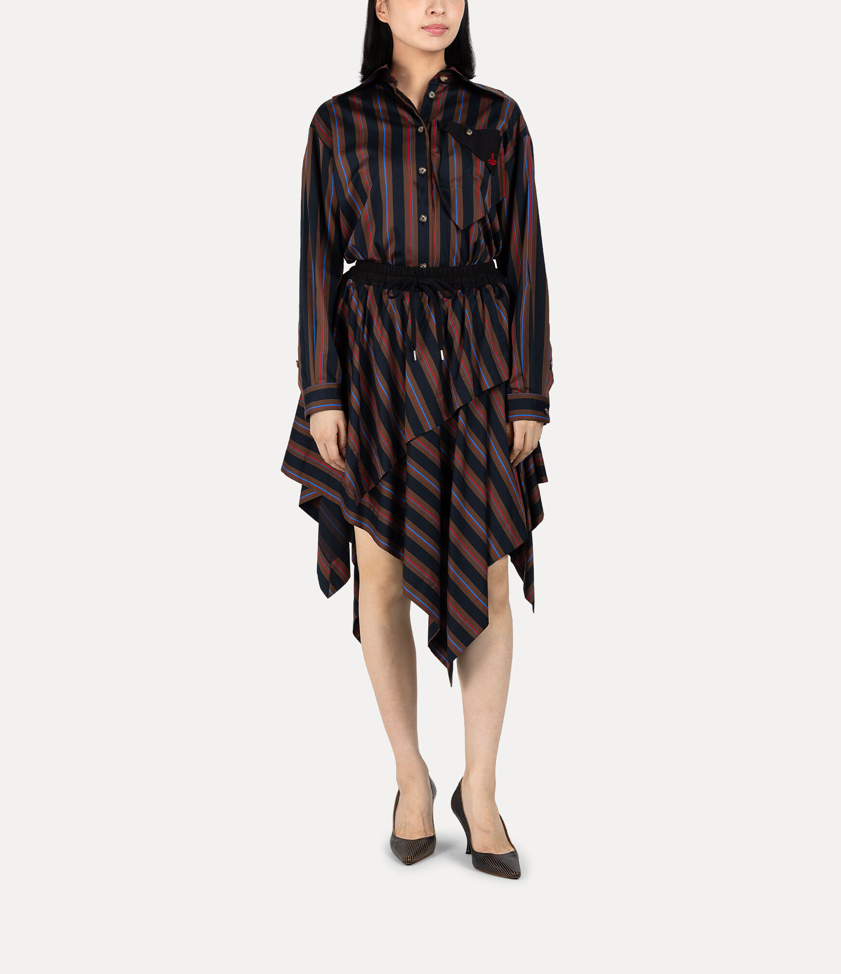 Satin Stripe Double Layer Skirt  large image number 2