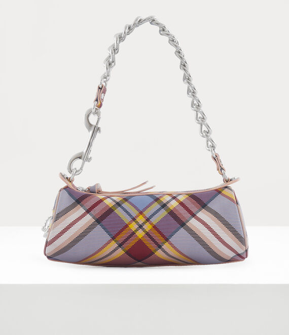Vivienne Westwood Cindy Cylinder Bag Nubuck Tartan Mc-haze In Mc-haze