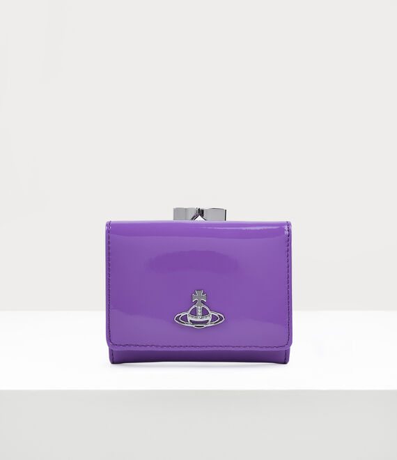 Vivienne Westwood Shiny Patent Small Frame Wallet In Purple