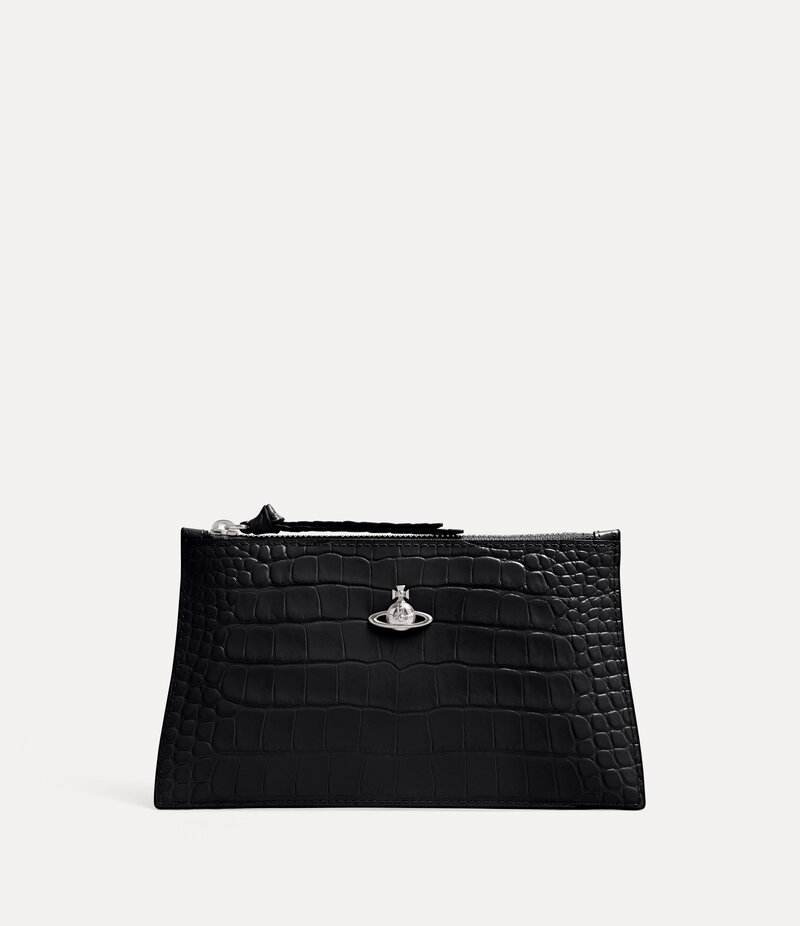 Vivienne Westwood Small Flat Zip Clutch in Black