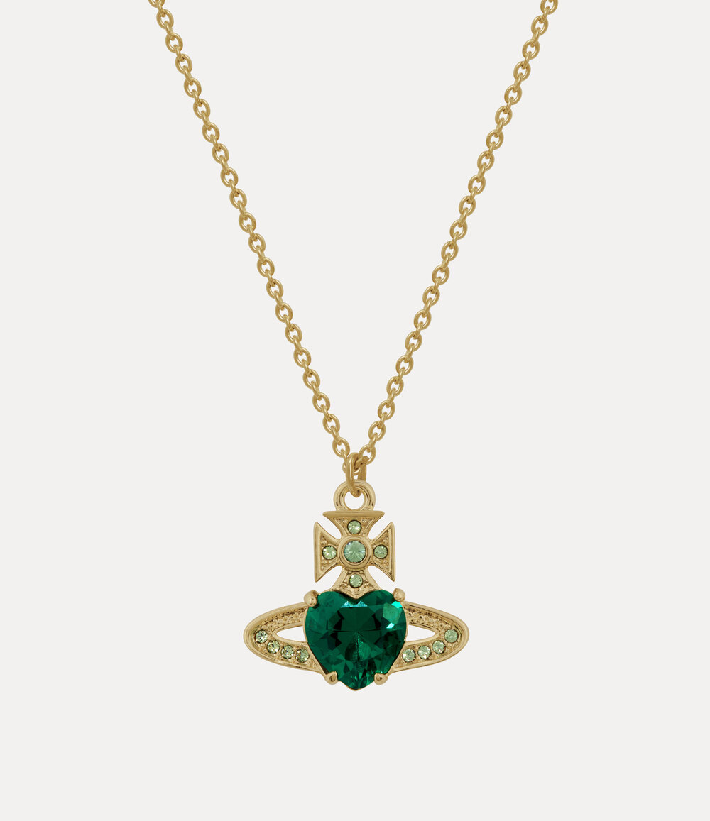 Vivienne Westwood Ariella Pendant Necklace in Gold Emerald Cz Erinite Crystal