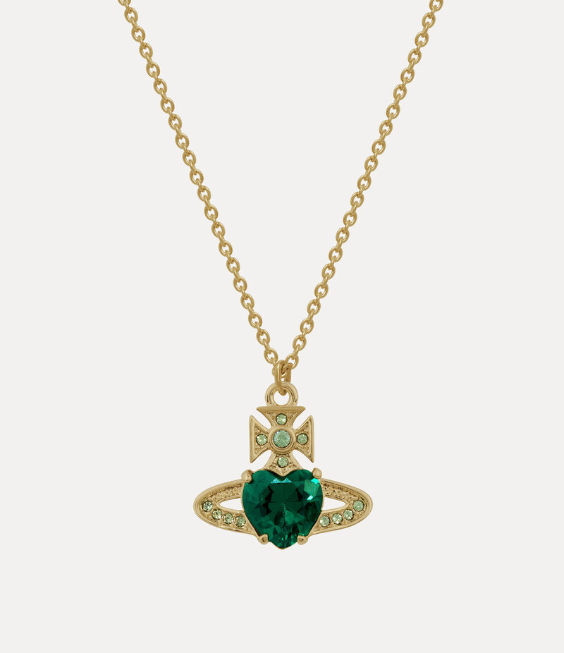 Vivienne Westwood Ariella Pendant Necklace in Gold Emerald Cz Erinite Crystal