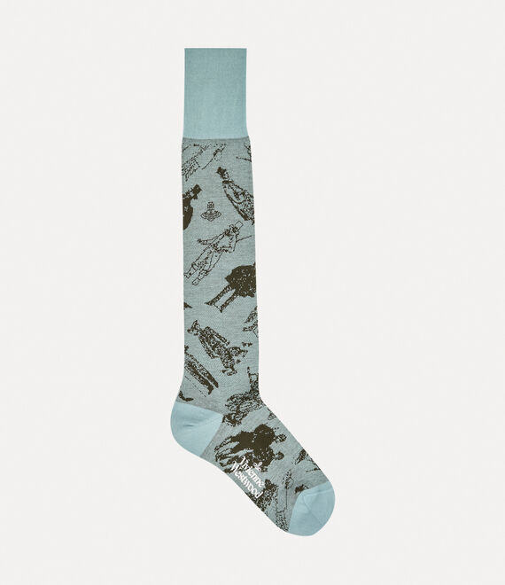 Shop Vivienne Westwood Evolution Of Man High Sock In Slate-blue
