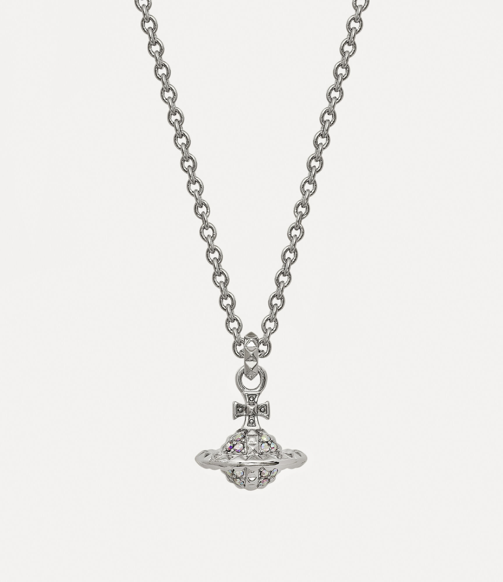 Vivienne Westwood Silver Crystal Small Orb Pendant Necklace Vivienne  Westwood