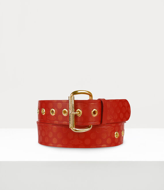Shop Vivienne Westwood Alex Polka Dot Belt In Gold-red-maranello-leather-matt-red-foil