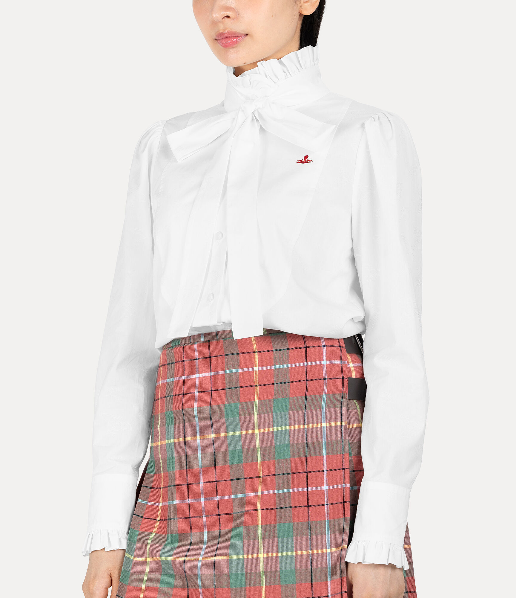 Orb Jacquard Frill Bow Shirt  large image number 4