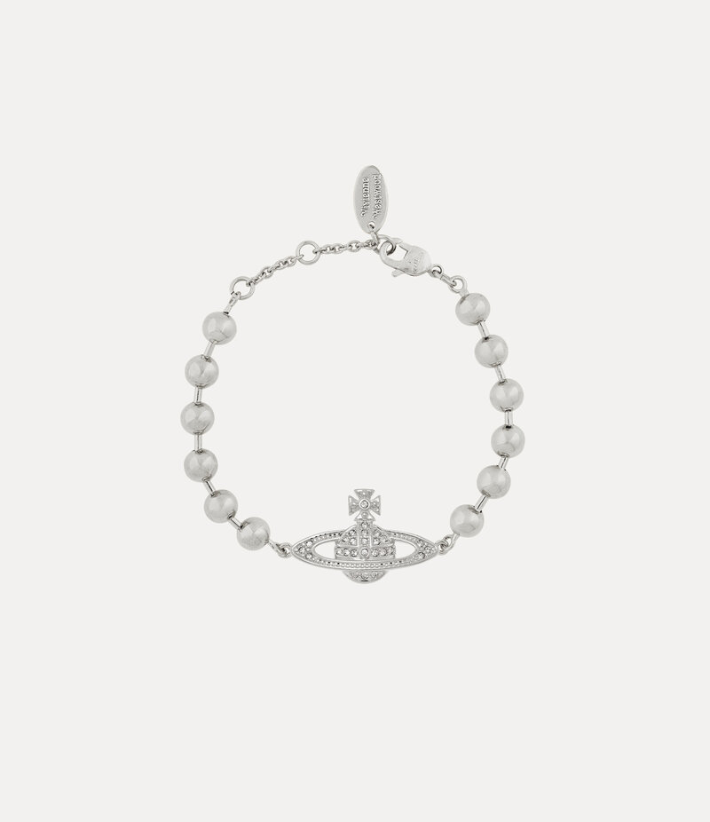 Vivienne Westwood Thames Mini Bas Relief Bracelet in Silverwhitecrystal