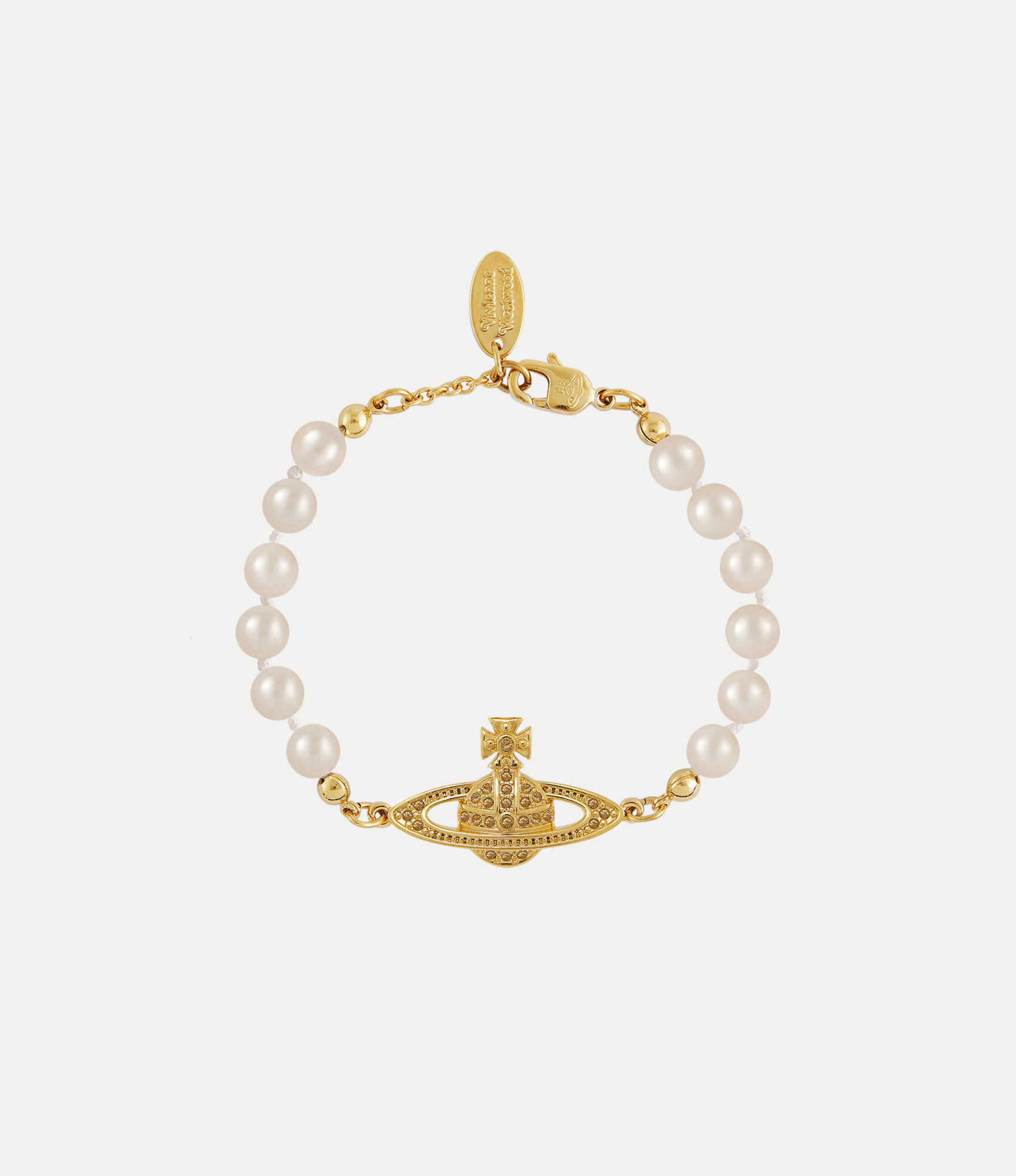 Mini Bas Relief Pearl Chain Bracelet in Gold-Light-Colorado-Topaz-Pearl ...