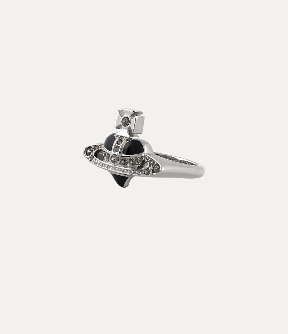 Vivienne Westwood New Diamante Heart Ring -Platinum-black-diamond -Platinum-black-diamond, view 2