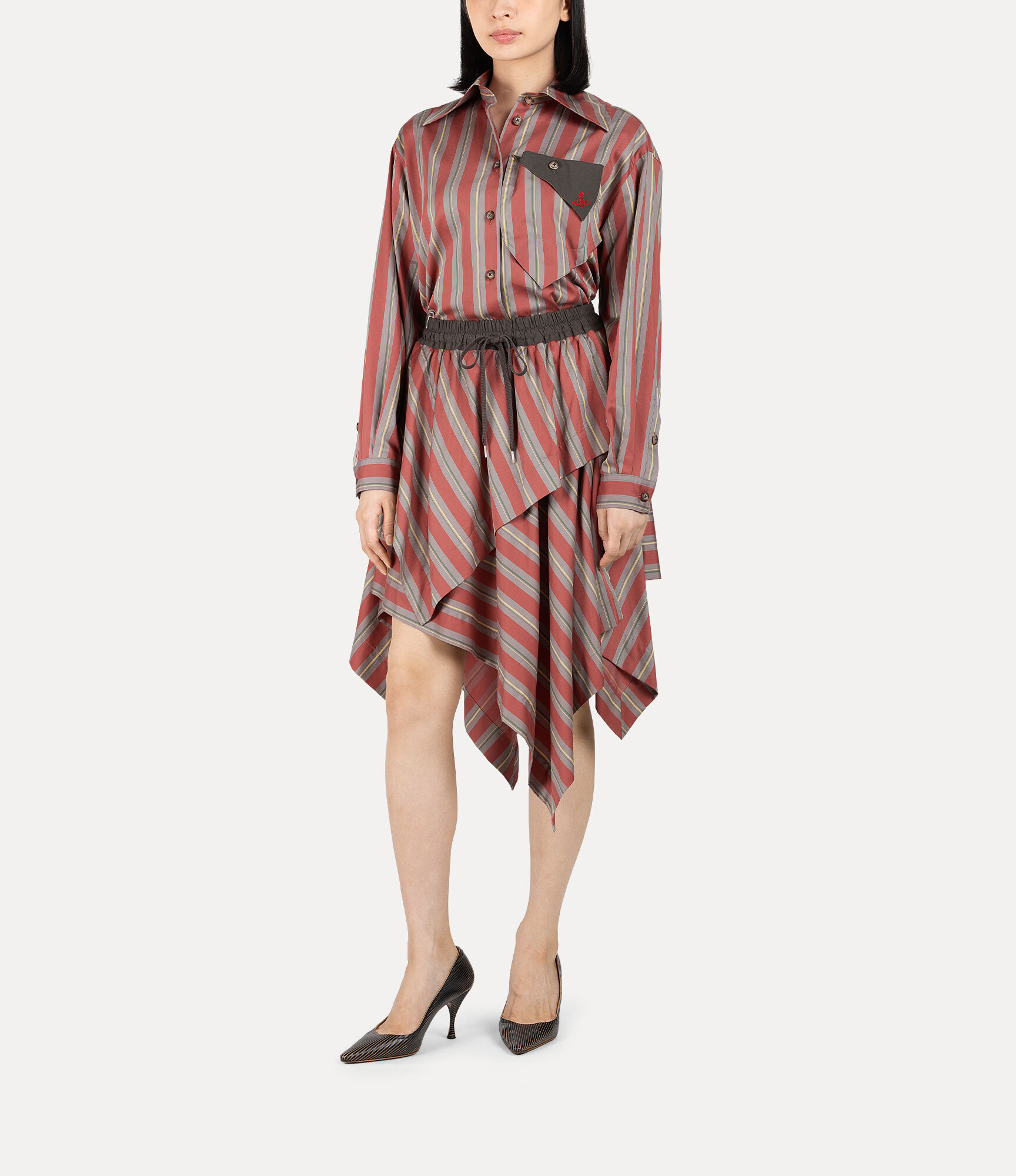 Satin Stripe Double Layer Skirt  large image number 2