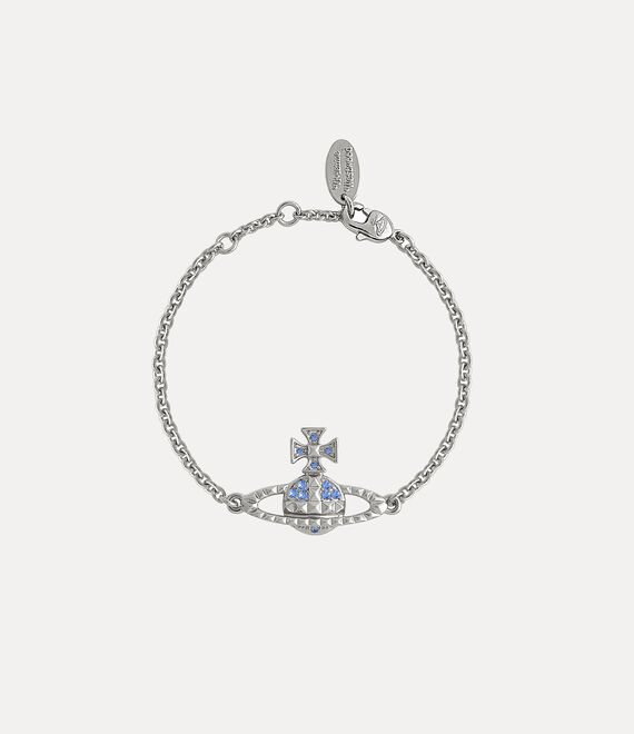 Vivienne Westwood Mayfair Bas Relief Bracelet In Rhodium-light-sapphire-crystal