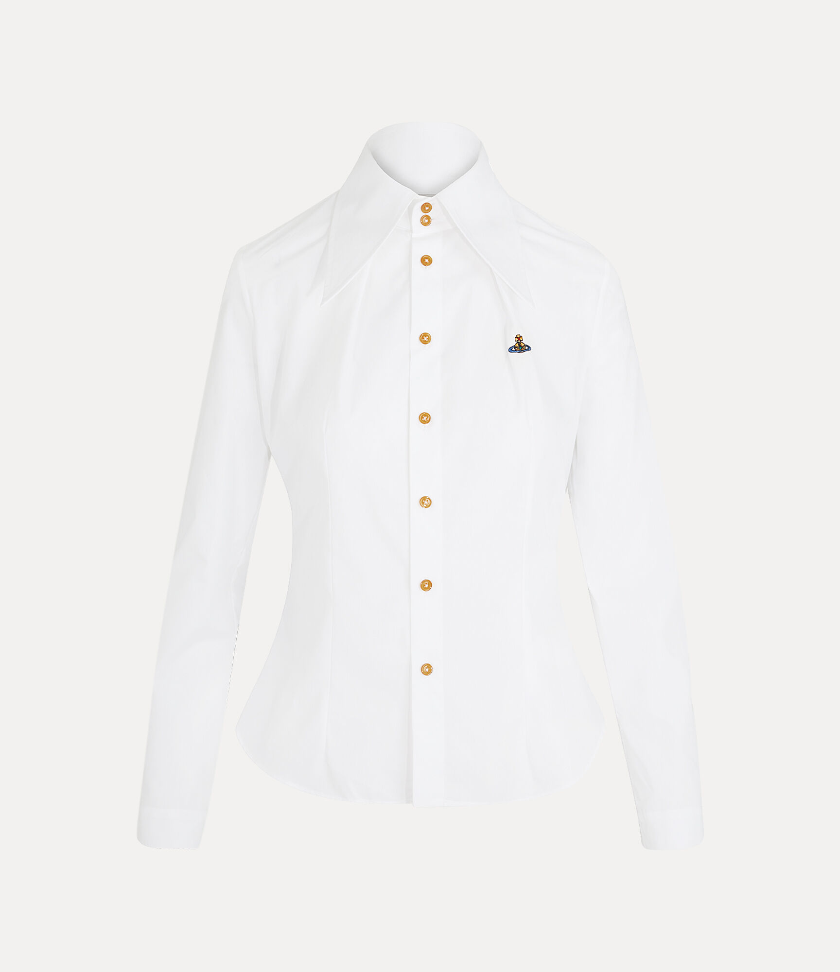 Vivienne Westwood Orb Logo Embroidered Drunken Shirt In White