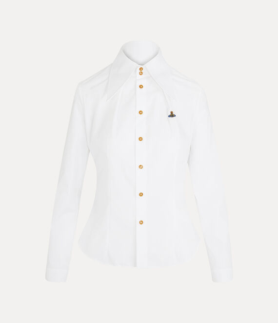 Vivienne Westwood Orb Logo Embroidered Drunken Shirt In White
