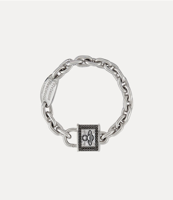 Vivienne Westwood Man. Puck Bracelet In Platinum-ruthenium