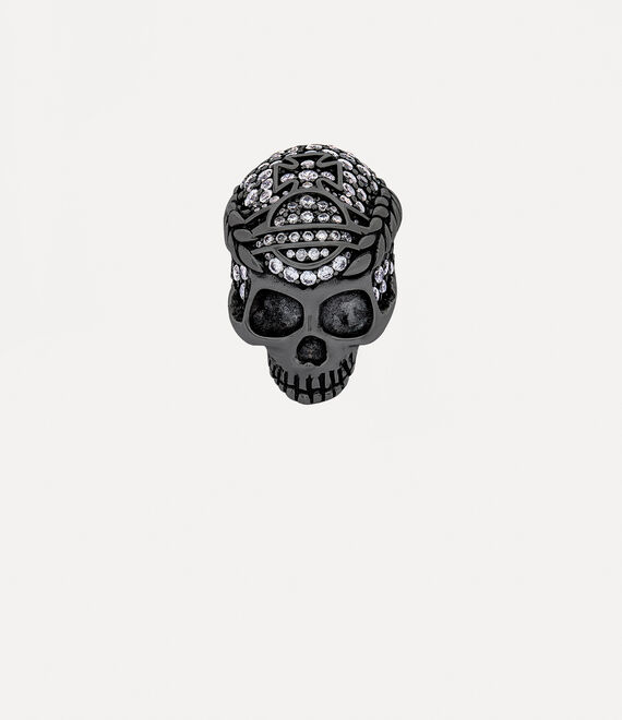 Vivienne Westwood Skull Ring In Ruthenium-white-cz