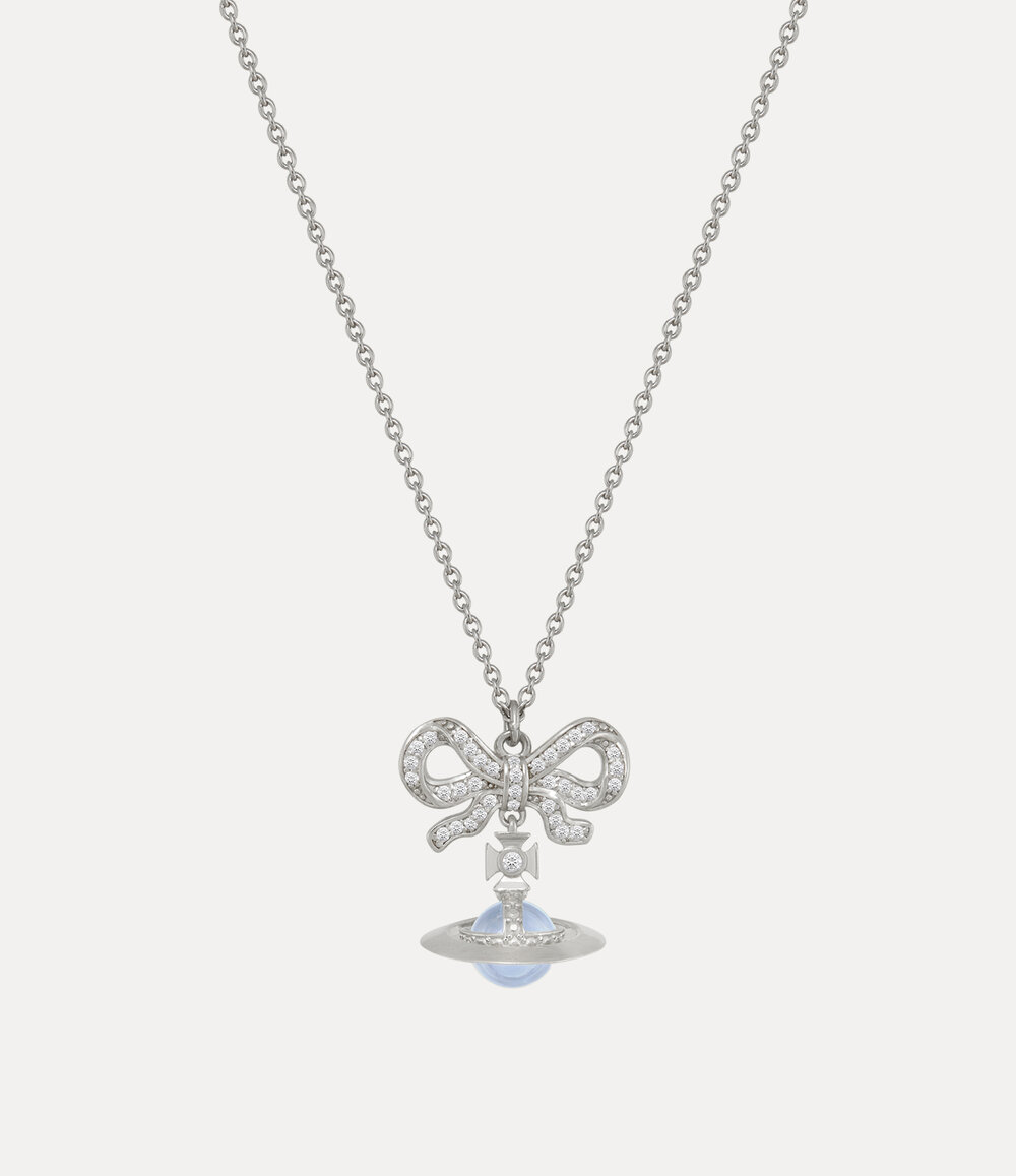 Vivienne Westwood Octavie Pendant Necklace in Platinum Light Blue White Cz
