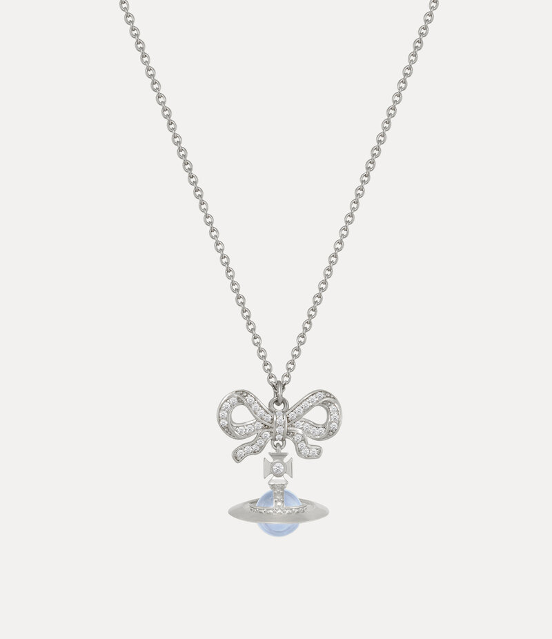 Vivienne Westwood Octavie Pendant Necklace in Platinum Light Blue White Cz