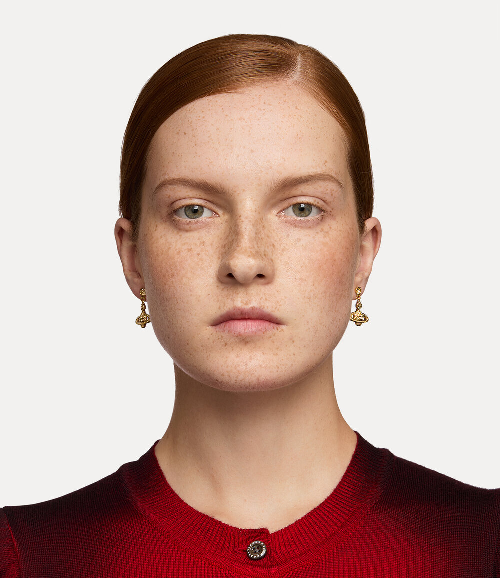 Vivienne Westwood Mini Bas Relief Drop Earrings in Gold, view 2