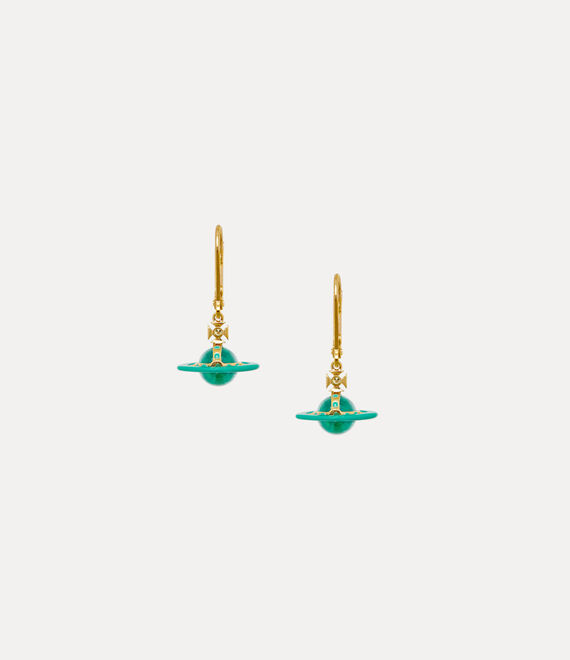 Shop Vivienne Westwood Petite Original Orb Earrings In Gold-green-transparent-light-mint-enamel-light
