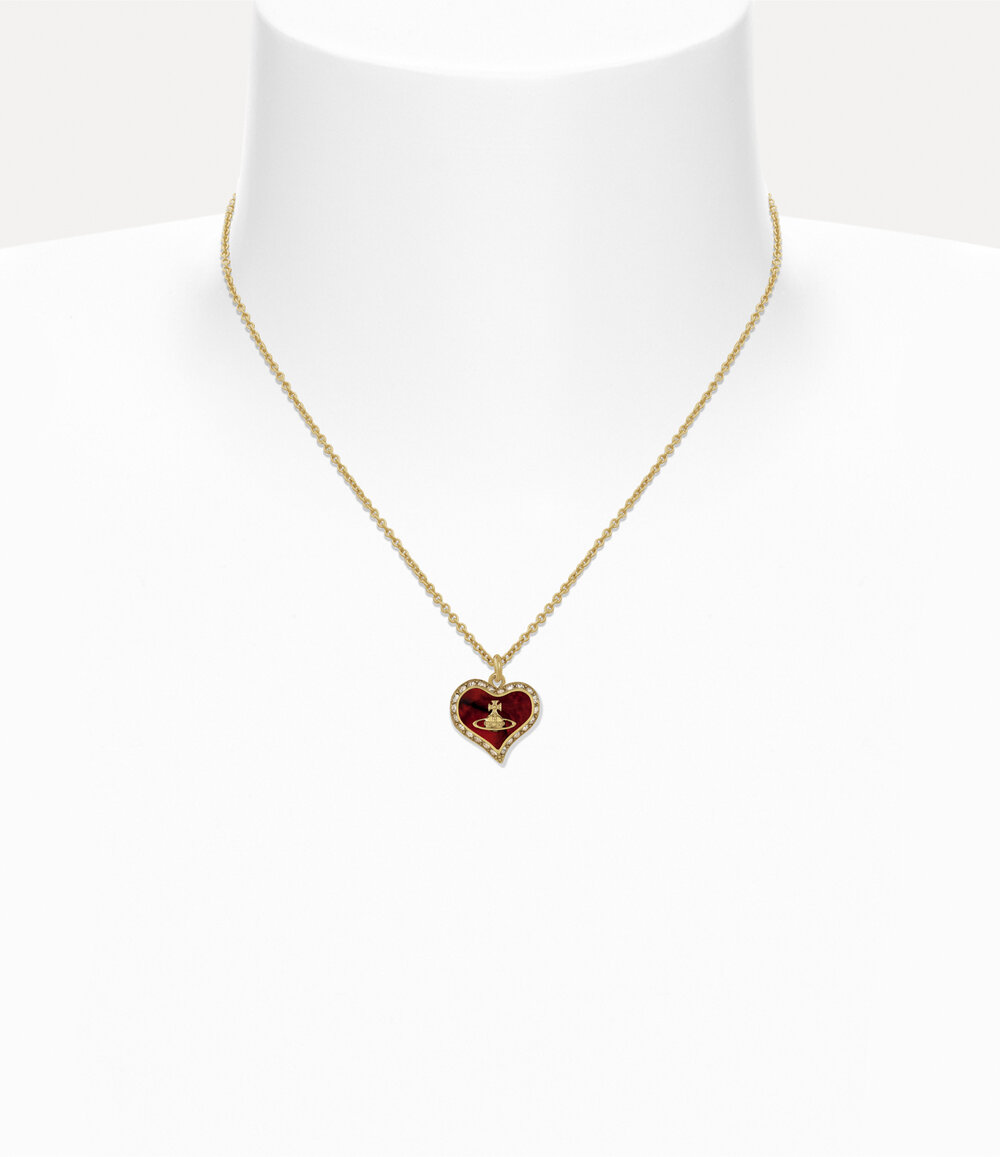 Vivienne Westwood Petra Pendant Necklace in Gold Copper Red Mop Honey Crystal, view 2