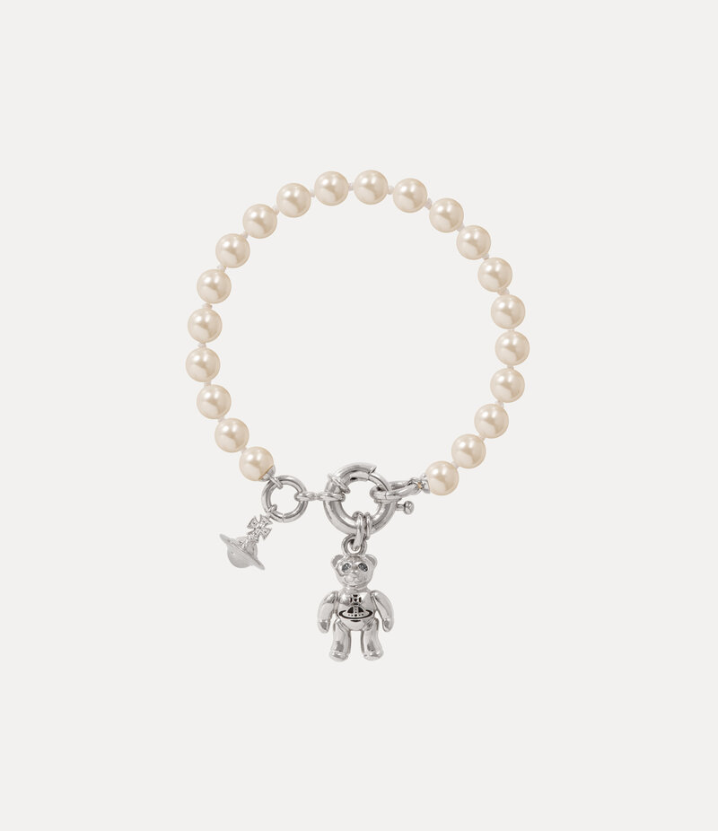 Vivienne Westwood Ruby Pearl Bracelet -Platinum-black-diamond-crystal-black -Platinum-black-diamond-crystal-black